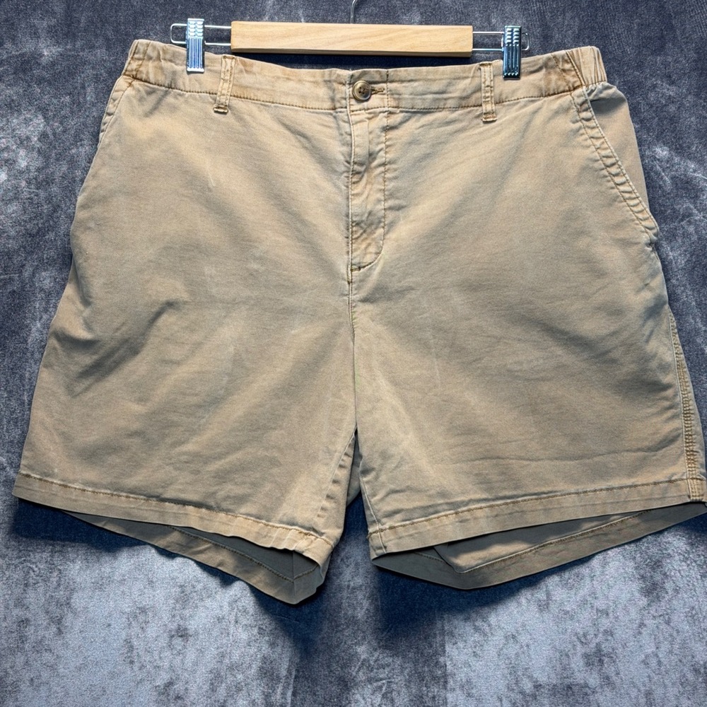 Old Navy Shorts Womens XL Tan Cotton Chino Mid Rise Elastic Waist Casual Summer